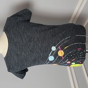 CAT & JACK Black Gray Marled Solar‎ System Colorful Graphic Short Sleeve T-Shirt